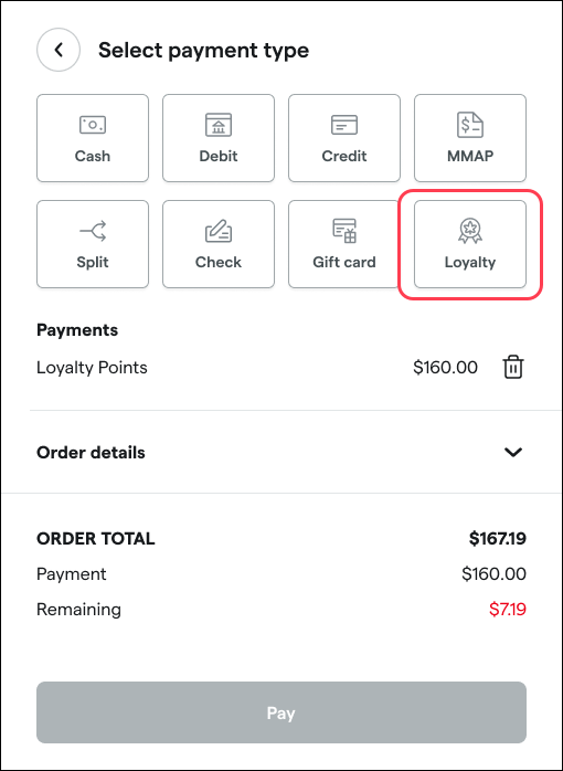 Apply loyalty points Dutchie