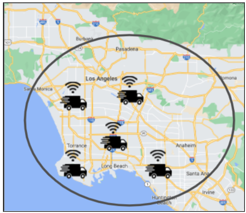 map with delivery vehicles