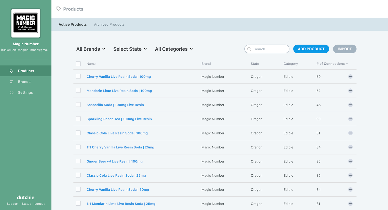 Manage products Dutchie Brand Portal Image