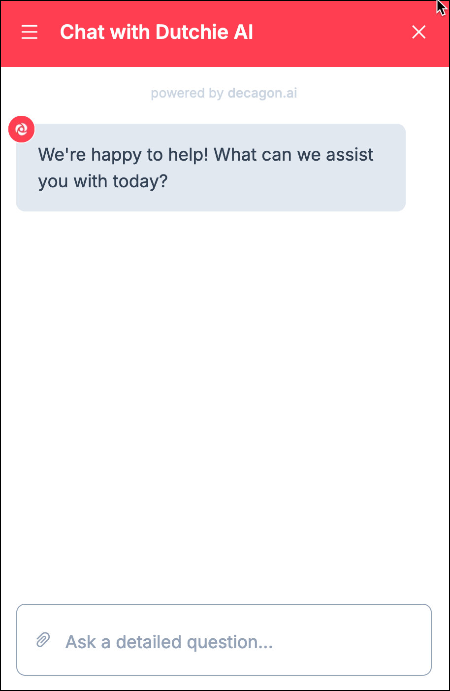 image of open Dutchie chat widget