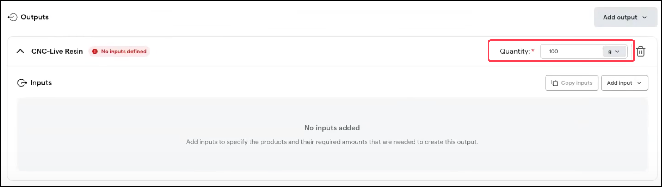 CNC-Live Resin output settings interface.