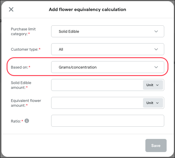 bo_settings_taxes and compliance_add flower equivalency calculation modal based on.png