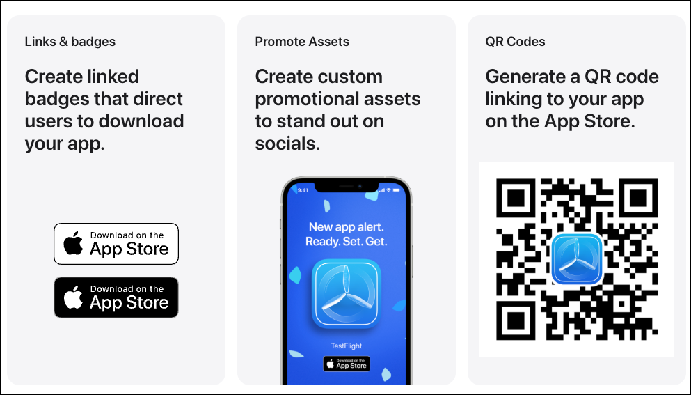 App promotion assets and QR code instructions.