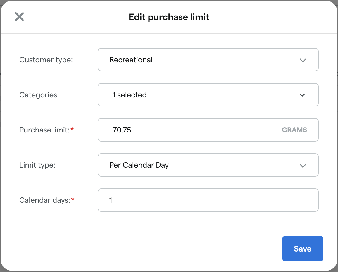 bo_settings_taxes and compliance_purchase limits_edit purchase limit OH per calendar day flower.png