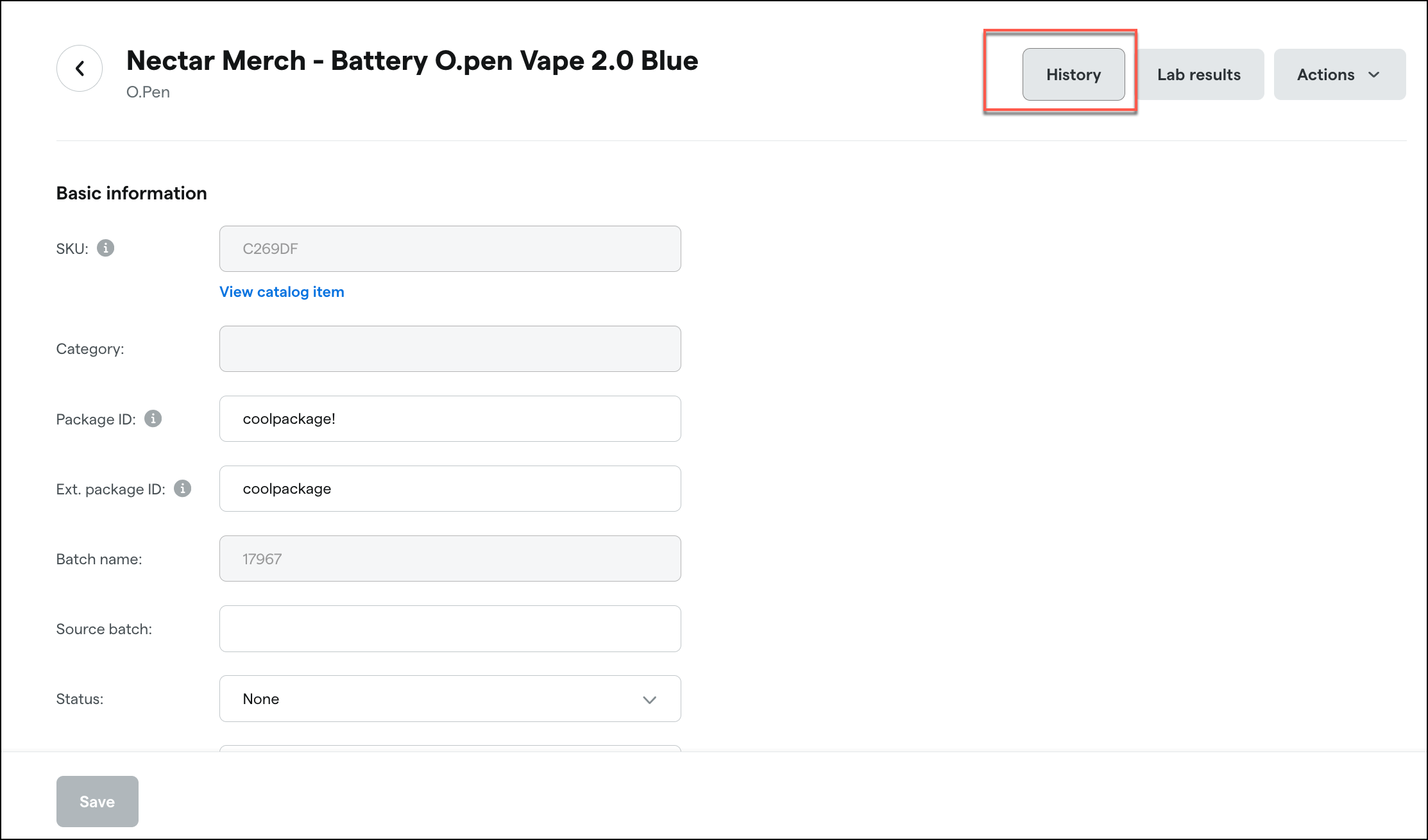 O.Pen vape product information interface.