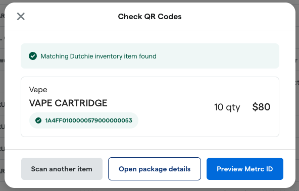 Vape cartridge inventory details displayed.