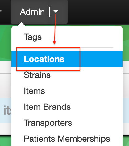 Dropdown menu with "Locations" highlighted.