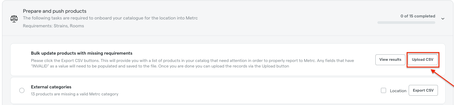 Dashboard for product catalog updates.