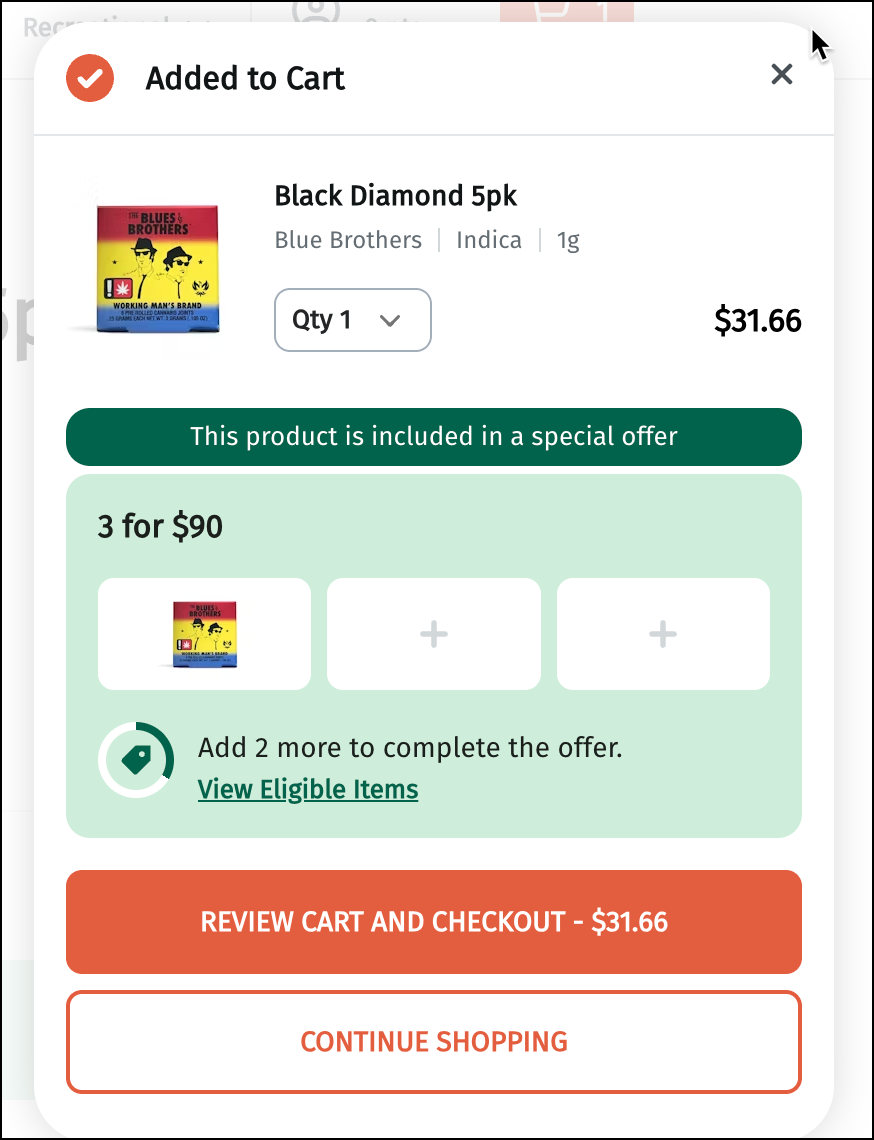 Shopping cart showing Black Diamond 5pk product.
