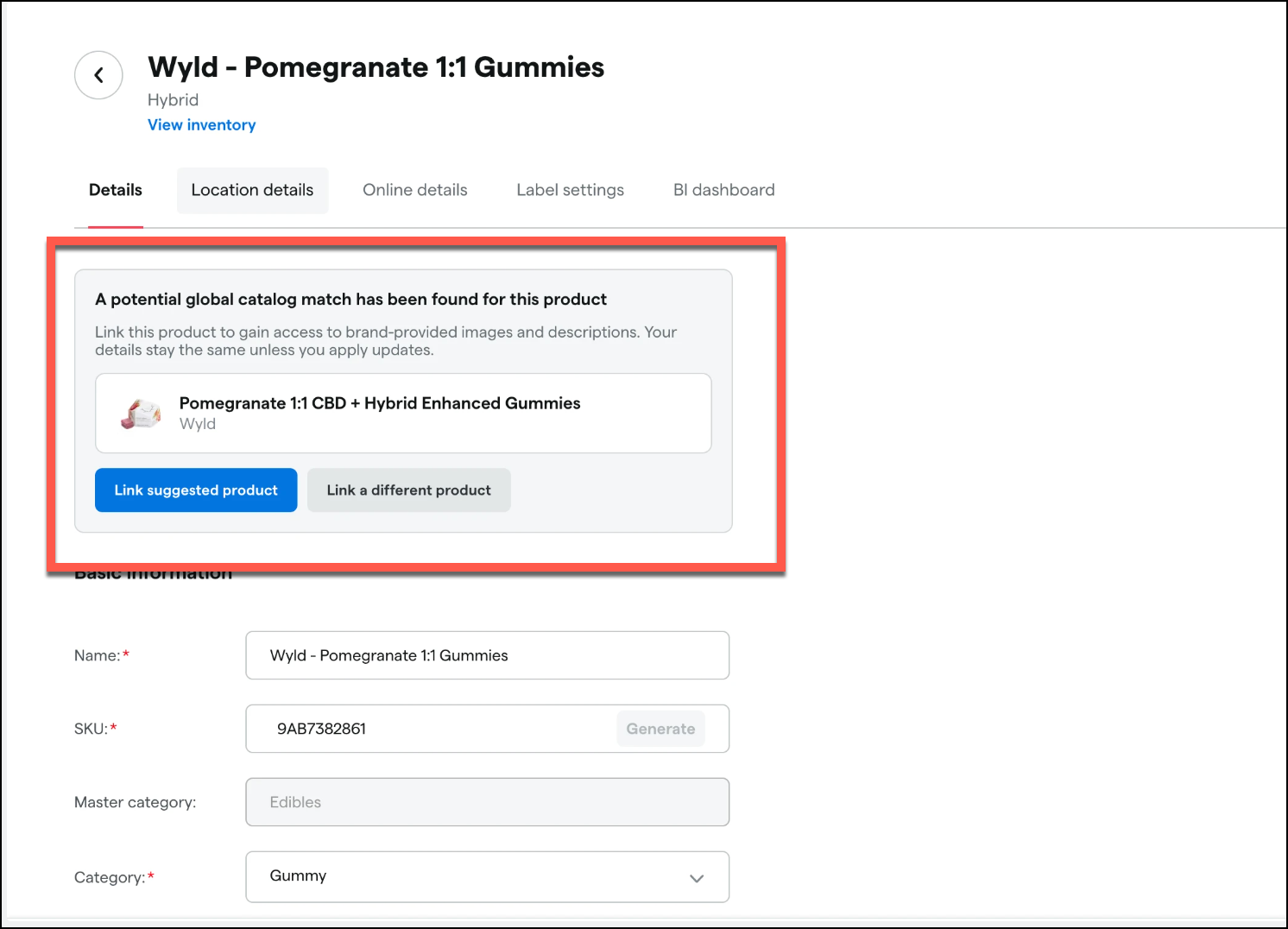 Product details page for Wyld Pomegranate Gummies