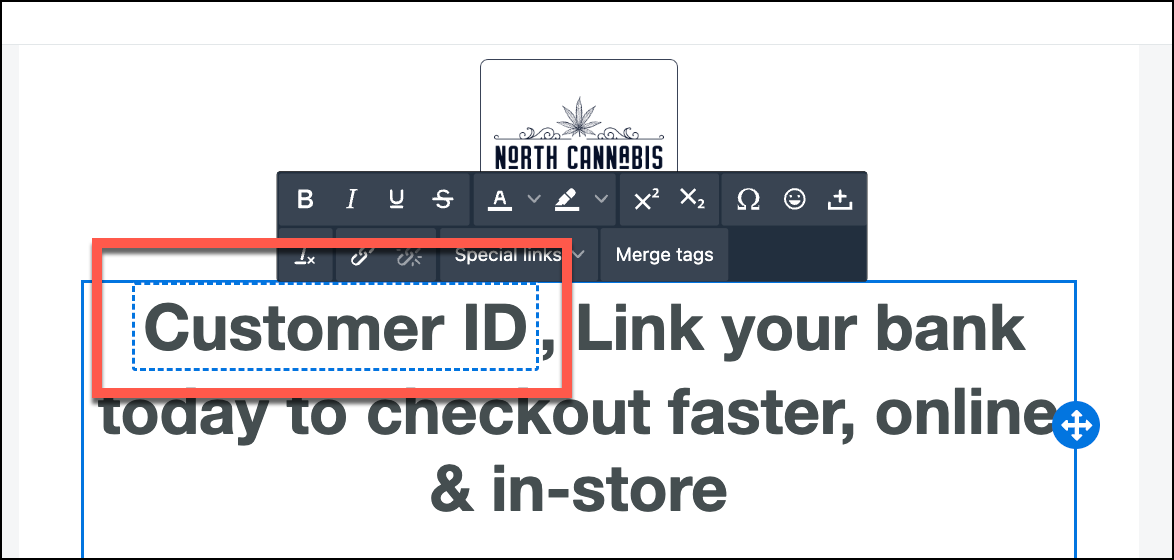 North Cannabis logo with text editing toolbar