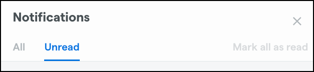 Notifications panel with Unread tab selected